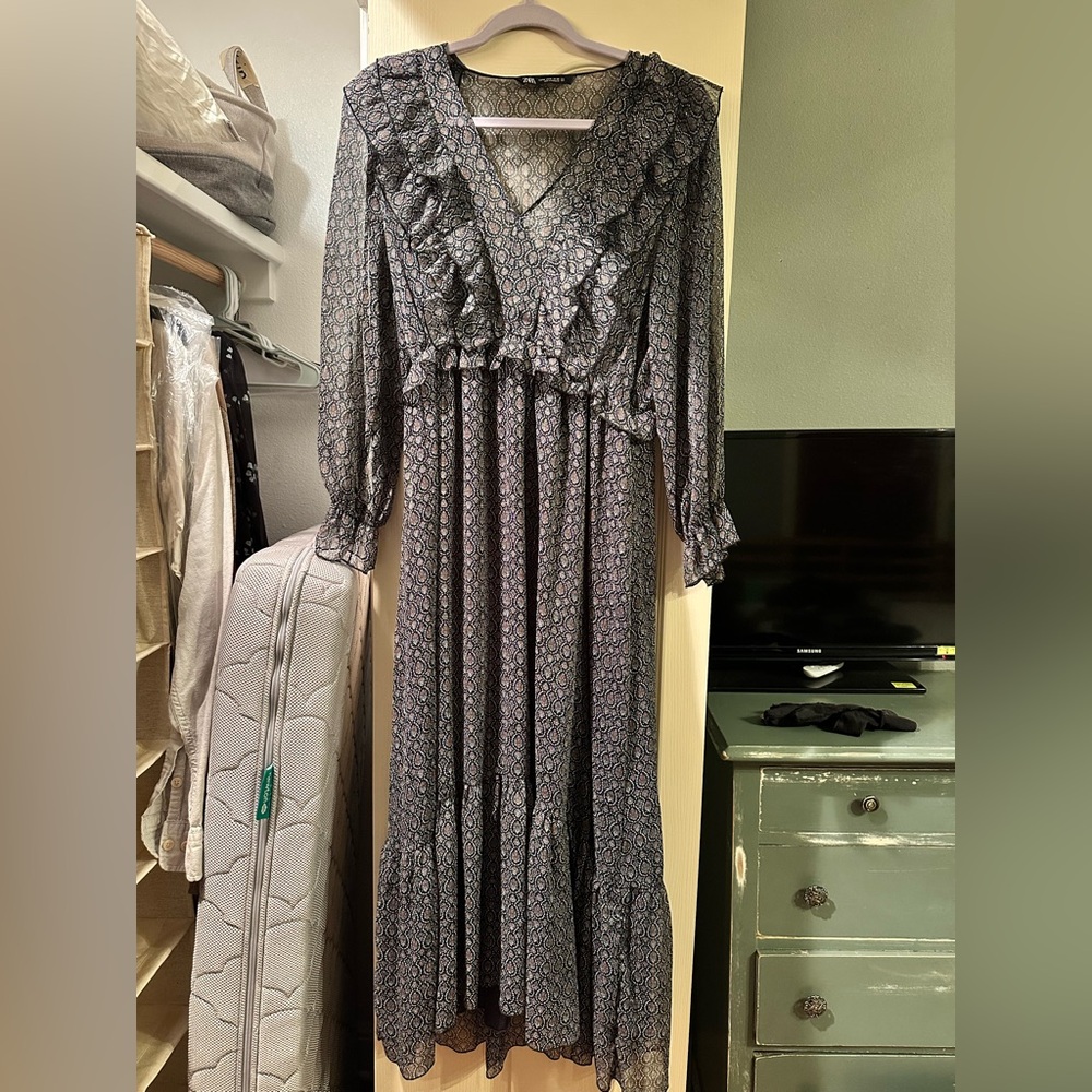 Zara high low ruffle dress M
